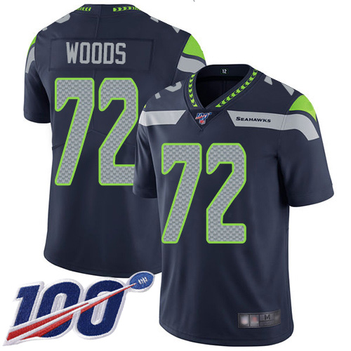 Seattle Seahawks Limited Navy Blue Men Al Woods Home Jersey NFL Football 72 100th Season Vapor Untouchable